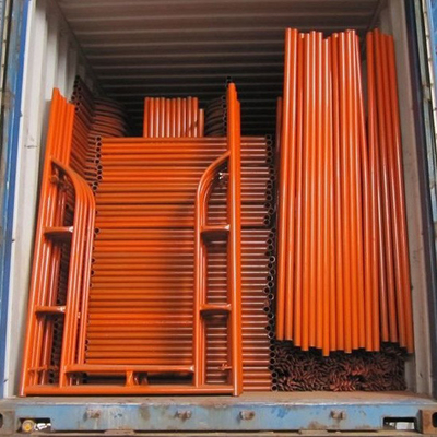 Steel H Narrow Frame Scaffolding with 1000kg Load Capacity Orange Metal Pre-Galvanized